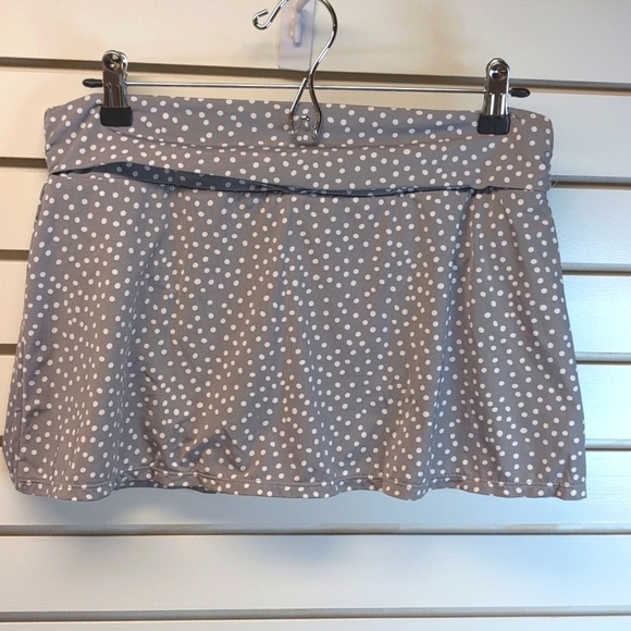 NWT Garnet Hill Gray/White Polka Dot Ruched Swim Skirt Size 10 - Picture 1 of 5